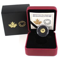 2019 Canada 25-cent 40th Anniversary of the GML Pure Gold Coin (TAX Exempt).