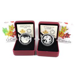 2014 Canada $25 O Canada Fine Silver Coins - Under the Maple Tree & Scenic Skiing in Canada. 2pcs (T
