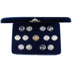 1992 Canada 125th Anniversary 25-cent 13-coin Sterling Silver Proof Set with Loonie (a few capsules 