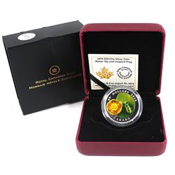 2014 Canada $20 Water-Lily & Venetian Glass Leopard Frog Fine Silver Coin (sleeve lightly worn & cap
