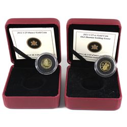 2012 & 2013 Canada 50-cent 1/25oz Fine Gold Coins - 2012 The Bluenose & 2013 Inuit Art - Owl Shaman