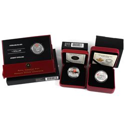 2004, 2006 & 2014 Canada Silver Lucky Loonies (2006 coin lightly scratched). 3pcs