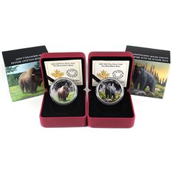 2016 & 2017 Canada $20 Majestic Animals Fine Silver Coins - 2016 Benevolent Bison & 2017 Bold Black 