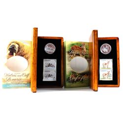 2005 Canada $5 Coin and Stamp Sets - White-Tailed Deer and Fawn & The Atlantic Walrus and Calf (caps