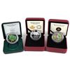 Image 1 : RCM Lot - 2002 $5 Coloured Silver Maple Leaf, 2012 25-cent Rose-Breasted Grosbeak & 2016 $10 Reflect