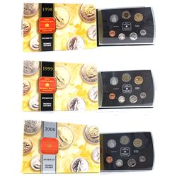 1998, 1999 & 2000 Canada Specimen Sets (1998 hard plastic holder is scratched & 1999 missing COA). 3