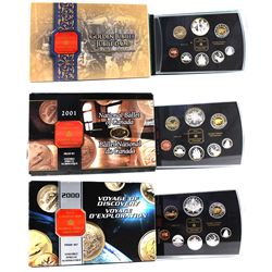 2000, 2001 & 2002 Canada Proof Double Dollar Sets (some coins are toned & 2001 sleeve has come unglu