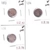 Image 1 : Group Lot 3x USA Silver Half Dimes. Lot includes 1853 F-VF, 1854 VF, & 1856 VF. Coins may be lightly