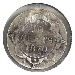 Newfoundland, 1870 10-cent Obverse 1 VG Details. *Key Date* Please note: Coin is heavily Impaired, s