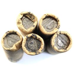 lot of 5x 1964 Canada 5-cent Rolls in original Bank of Nova Scotia Paper wrapping. 5 rolls
