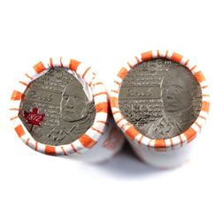 Lot of 2x 2012 Brock Commemorative 25-cent Rolls 1x Coloured and 1x Plain. Coins are not original Ro