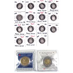 Lot of 17x Proof Canadian Coins. Lot includes 1981-1995 Proof 50-cent & 1987 Proof Loon, and 1996 Pr