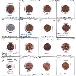 Estate Lot of 16x USA 1-cent from a collector who looked for errors and die enomolies like die crack