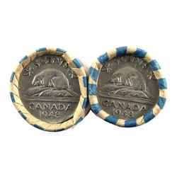Lot of 2 Rolls of 1948 Canadian 5-cent Circulated condition. 2 rolls