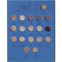 Canadian 10-cent Collection in Old Blue Whitman Folder. Folder contains 33x Silver Coins ranging fro