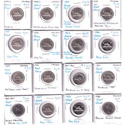 Estate Lot of 16x Canadian 5-cent from a collector who looked for errors and die enomolies like die 