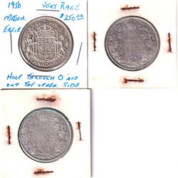 Lot of 3x Canadian 50-cent. Lot includes 2x 1929 both around VG-8 with small rim dents, and a 1950 D