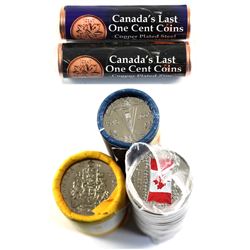 Group Lot of Canadian Bank Rolls. Lot includes, 2012 Magnetic and Non-Magnetic 1-cent Rolls, 2005 Vi