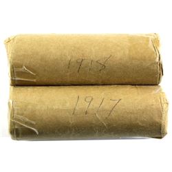 Estate Lot of 2x Canadian Large Cent Rolls. Lot includes a solid date Roll of 1917 and 1918. Coins a