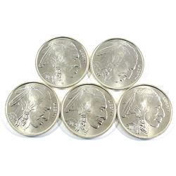 Lot of 5x 2012 1oz Pure Silver Rounds Depicting the USA Buffalo/Indian Head 5-cent. Coins are .999 P