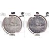 Image 1 : Pair of 1953 Silver dollars in BU Condition. Lot includes a SS and NSS Varieties. Coins may be light