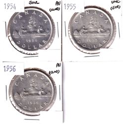 Lot of 3x Silver dollars. Lot includes 1954 SWL, 1955, & 1956, some tougher Elizabeth II dates. All 