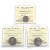 Image 1 : 3x ICCS Certified coins: 1937 5-cent VF-20, 1964 5-cent MS-63 & 1977 10c MS-66 NBU. 3pcs