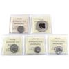 Image 2 : 5x ICCS Certified Coins: 1999 5c SP-65, 2012 Pachyrhinosaurus 25c SP-66, 2018 25c SP-67, 2019 5c SP-