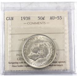 1938 Canada 50-cent ICCS Certified AU-55