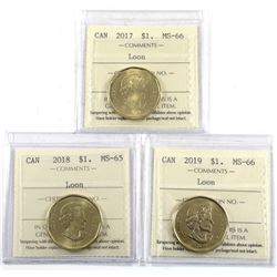 2017 MS-66, 2018 MS-65 & 2019 MS-66 ALL ICCS Certified coins. 3pcs
