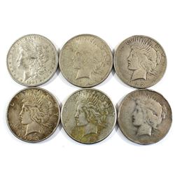 1883, 1922 & 1923 Silver USA Dollars. Lot includes 1x 1883, 2x 1922 & 3x 1923. 6pcs