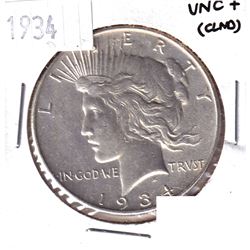 1934 United States Peace Dollar UNC+ (Cleaned)