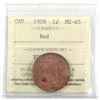 Image 1 : 1908 Canada 1-cent ICCS Certified MS-65 Red