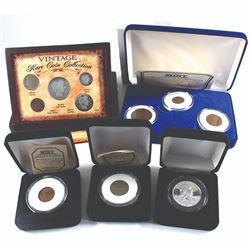 Group Lot of Vintage USA Coins: 1909 USA 1-cent, 1867 5-cent, 1841 1-cent, set containing 1841 1-cen