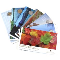 Lot of 7 x 2005 Canada Official First Day Issue Coins. You will receive a full decimal set of 1-cent