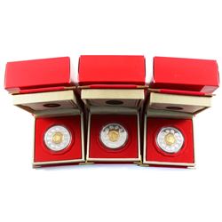 2007 Canada $15 Year of the Pig, 2008 Year of the Rat & 2009 Year of the Ox Sterling Silver & Gold P