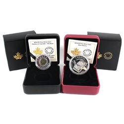 2014 Canada $5 Alice Munro & 2014 Canada $5 Flowers in Canada - Rose Silver and Niobium. Coin packag