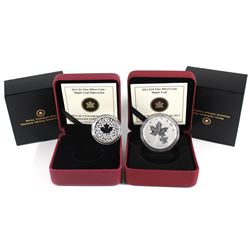 2013 $10 Maple Leaf & 2013 $3 Maple Leaf impression Fine Silver Coins. 2013 Maple Leaf (lightly tone