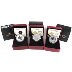 2013, 2014 & 2016 Canada $10 Fine Silver Maple Leaf Coins (Tax Exempt)3pcs