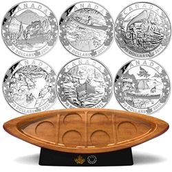 2015 $10 Canoe Across Canada 6-Coin Set & Canoe Shaped Box (TAX Exempt).