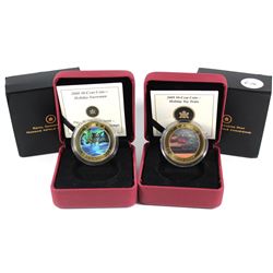 2008 Holiday Snowman & 2009 Holiday Toy Train 50-cent Lenticular Coin. 2008 Capsule is cracked. 2pcs