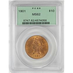 1901 $10 Liberty Head Eagle Gold Coin PCGS MS62
