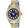Image 2 : Rolex Ladies Two Tone 14K Blue Vignette Diamond Lugs 26MM Datejust Wristwatch