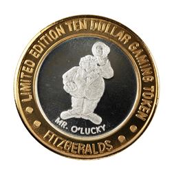 .999 Silver Fitzgeralds Casino & Hotel Reno, Nevada $10 Limited Edition Gaming Token