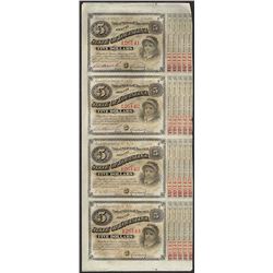 Uncut Sheet of (4) State of Louisiana Baby Bond Obsolete Notes