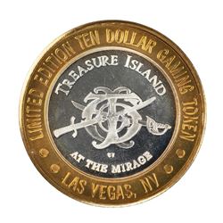 .999 Silver Treasure Island Las Vegas, Nevada $10 Casino Limited Edition Gaming Token