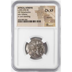 393-294 BC Attica Athens AR Tetradrachm Athena Owl Coin NGC CH XF