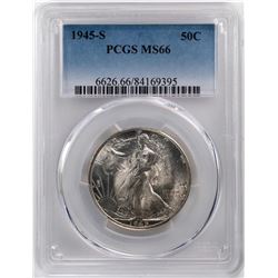 1945-S Walking Liberty Half Dollar Coin PCGS MS66