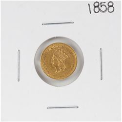 1858 $1 Liberty Head Gold Dollar Coin