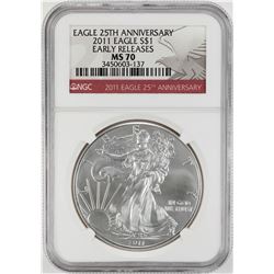 2011 $1 American Silver Eagle Coin NGC MS70 Early Releases